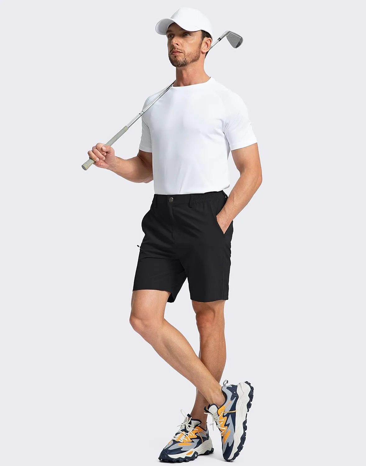 Pinkbomb Men's Golf Shorts with 6 Pockets Stretch Quick Dry Hiking Work Dress Shorts for Men