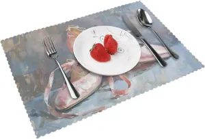 Placemats Set of 4 Washable&Wipeable Placemats,Ballet Shoes, for Dining Table Kitchen Indoor Outdoor Table Mats Heat Resistant Non Slip Woven Table Placemats