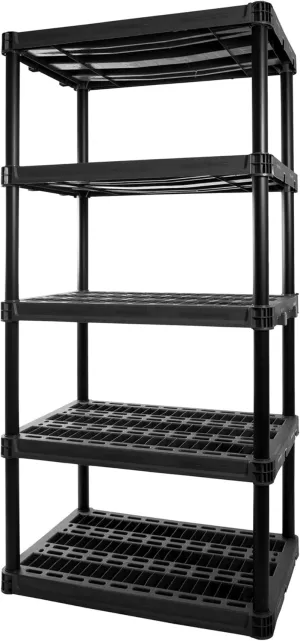 Plano 5-Shelf Extra Heavy Duty Plastic Storage Shelves, 72.5” x 36” x 24”, 1000lb Capacity, Pantry, Office, Closet and Garage Shelves, Easy to Assemble, Durable Plastic Shelving Unit