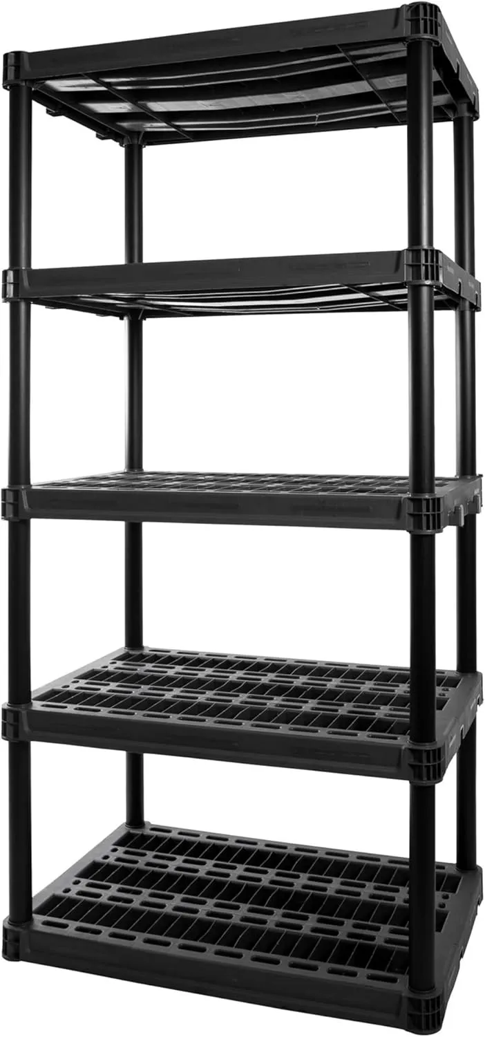 Plano 5-Shelf Extra Heavy Duty Plastic Storage Shelves, 72.5” x 36” x 24”, 1000lb Capacity, Pantry, Office, Closet and Garage Shelves, Easy to Assemble, Durable Plastic Shelving Unit