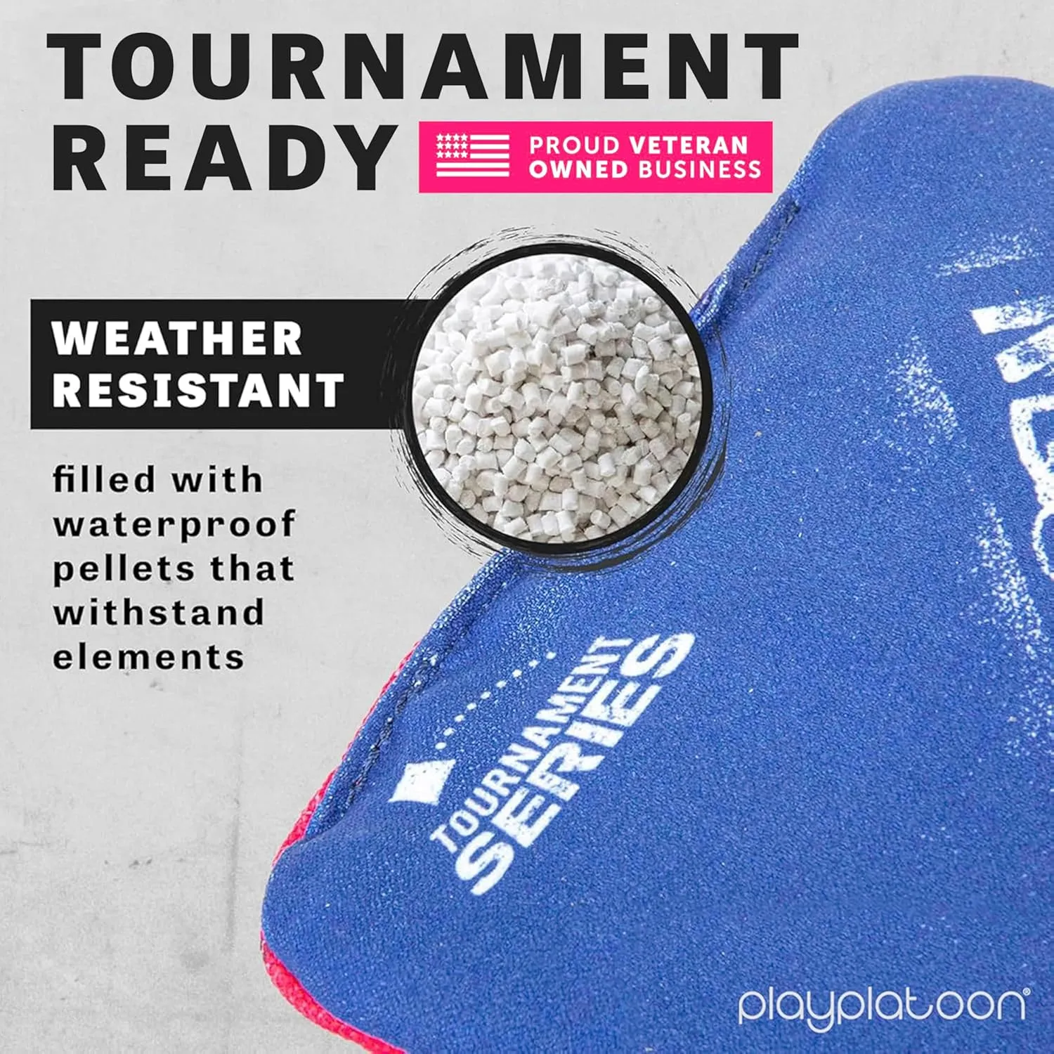 Play Platoon Tournament Series Cornhole Bags - Pro Style Dual Sided Slick and Sticky Side Bags - Set of 8 - Designed in USA