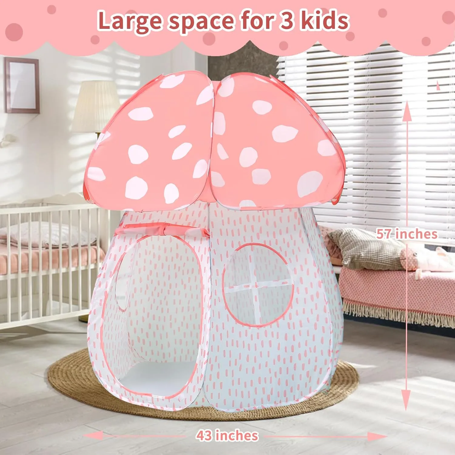 Play Tent for Kids Pop UpTent Indoor Outdoor Boys and Girls Playhouse with Exquisite Design for Imaginative Mushroom Tent by CRAWLBO Patented(Pink/Large)
