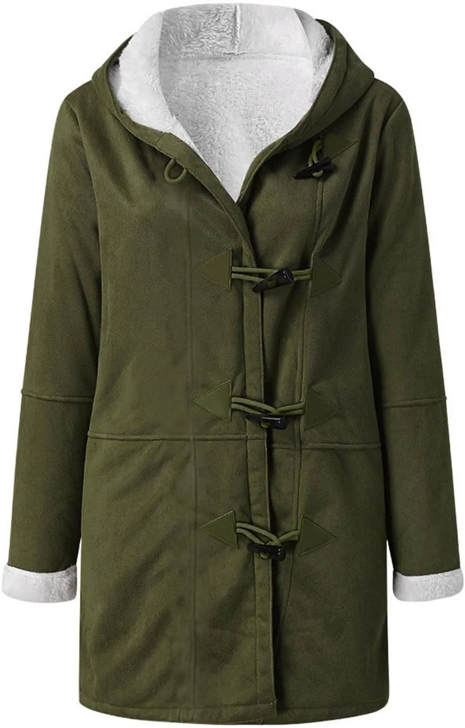 Plus Size Winter Coats for Women 2024 Warm Fleece Lined Jacket Button Sherpa Fur Hooded Parka Suede Peacoat Outerwear