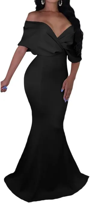 Plus Size Womens Formal Dresses Mermaid Off Shoulder Evening Party Prom Gown