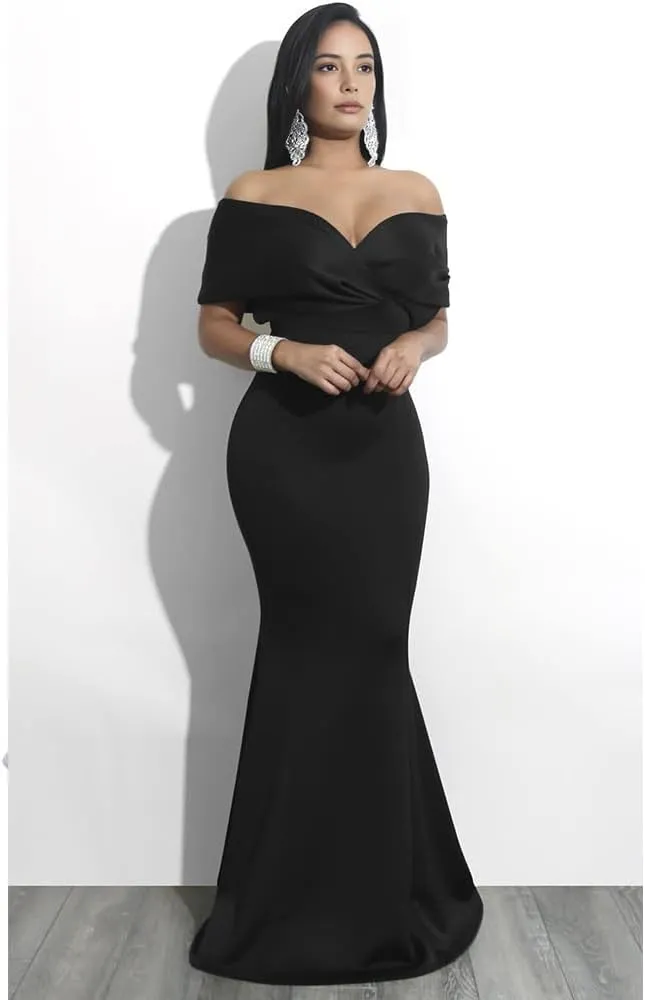 Plus Size Womens Formal Dresses Mermaid Off Shoulder Evening Party Prom Gown