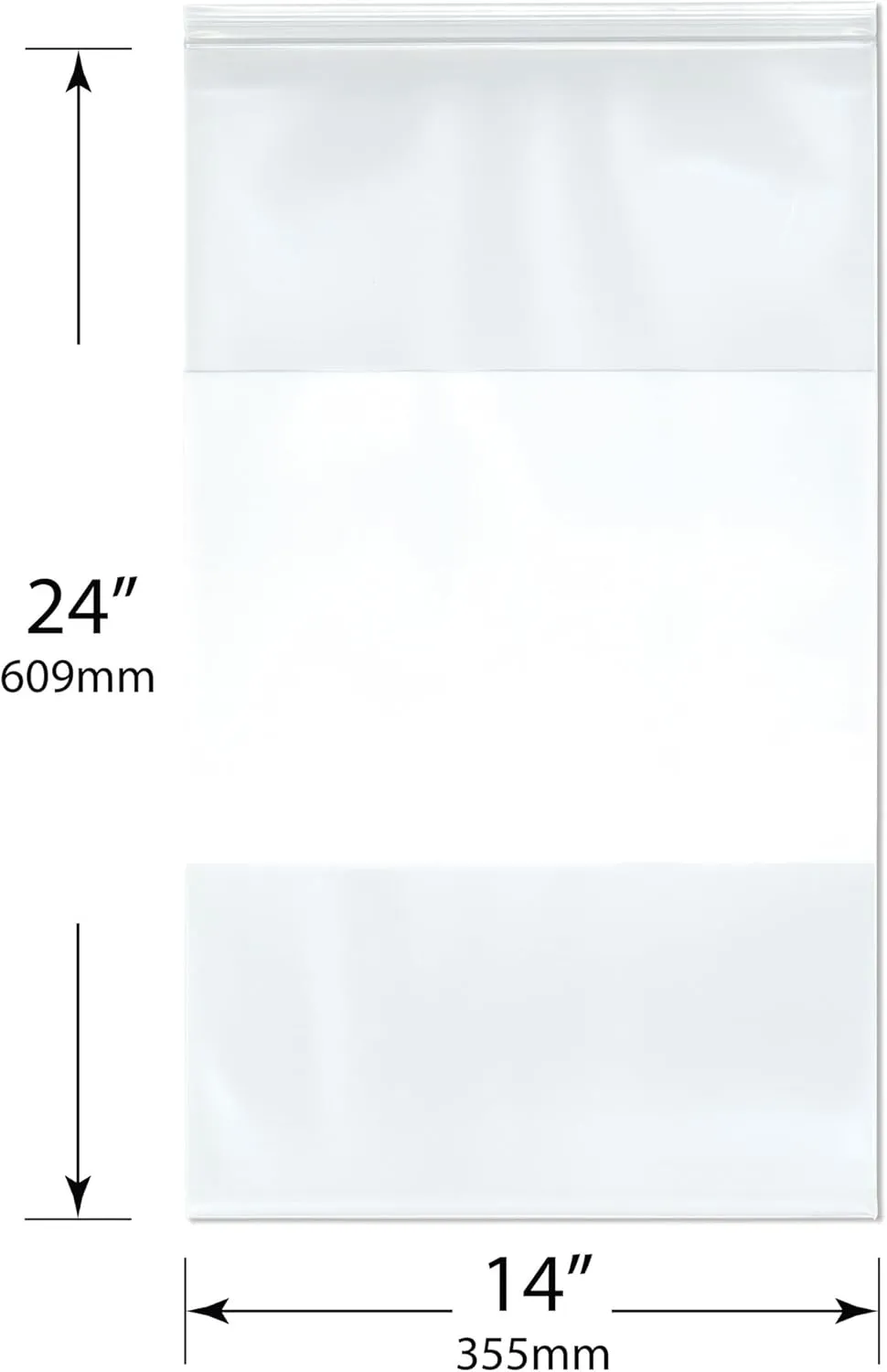 Plymor 14" x 24" (Pack of 50), 6 Mil Industrial Duty White-Block Zipper Reclosable Plastic Bags