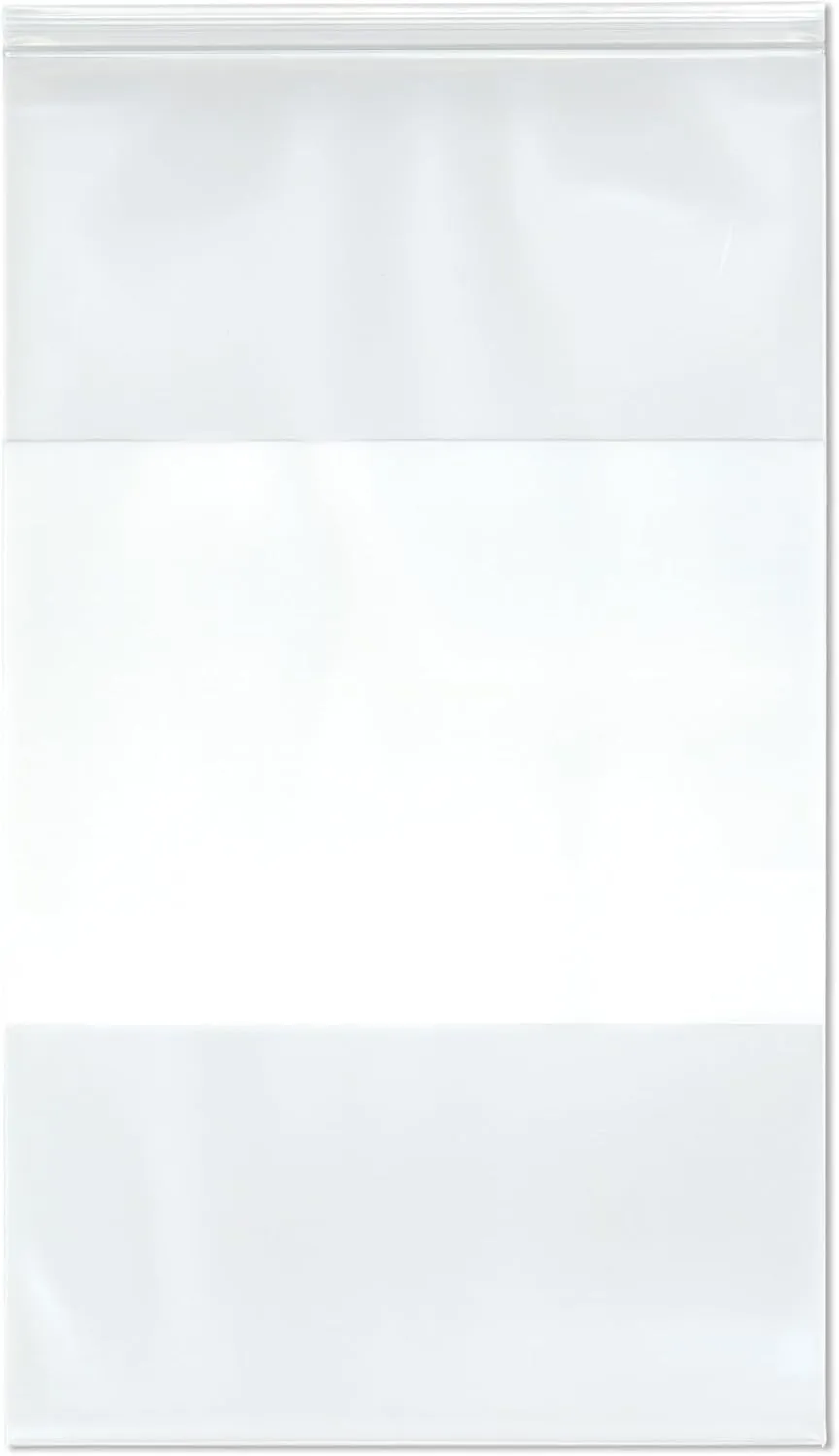 Plymor 14" x 24" (Pack of 50), 6 Mil Industrial Duty White-Block Zipper Reclosable Plastic Bags