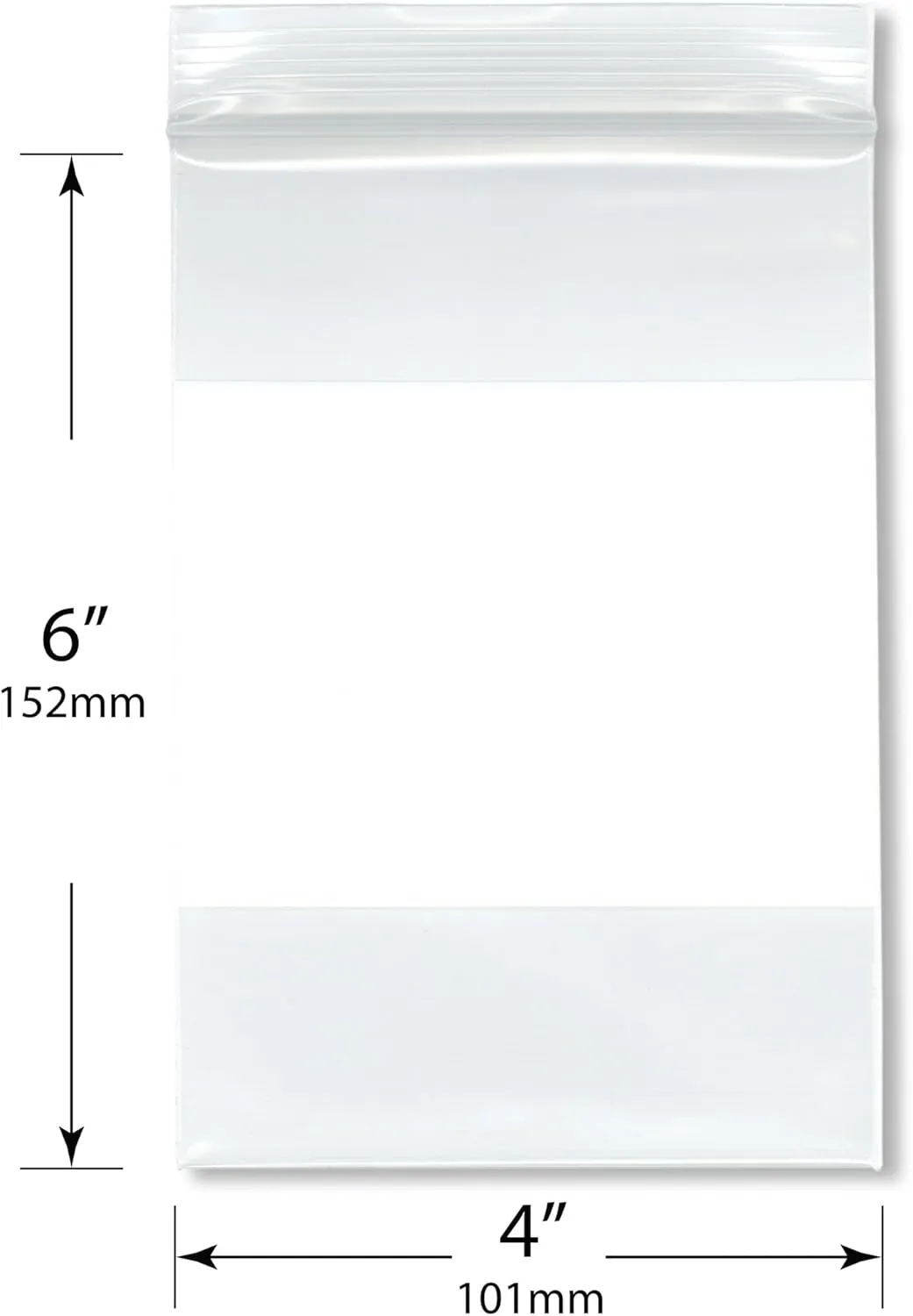 Plymor 4" x 6" (Pack of 100), 6 Mil Industrial Duty White-Block Zipper Reclosable Plastic Bags