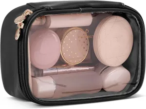 Pocmimut Makeup Bag,Small Makeup Bag Clear Travel Makeup Bag Car Accessories Storage for Women,Travel Essentials Organizers,Black