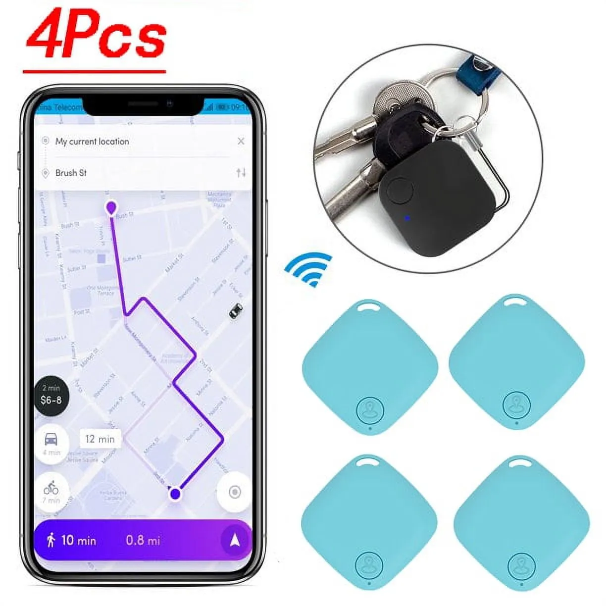 POINTERTECK 4Pcs Anti-Lost tracker, GPS Pro trackr, Wireless Bluetooth 4.0 tracking ,Wallet Keys Pet Finder, find my keys