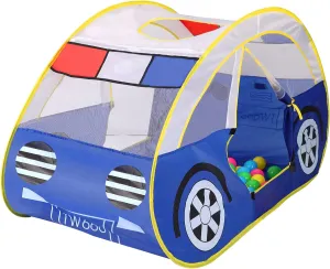 Police Car Kids Pop Up Play Tent - Foldable Indoor and Outdoor Pretend Play Interactive Playhouse | Foldable & Quick Set Up Role Playing Tent for Kids