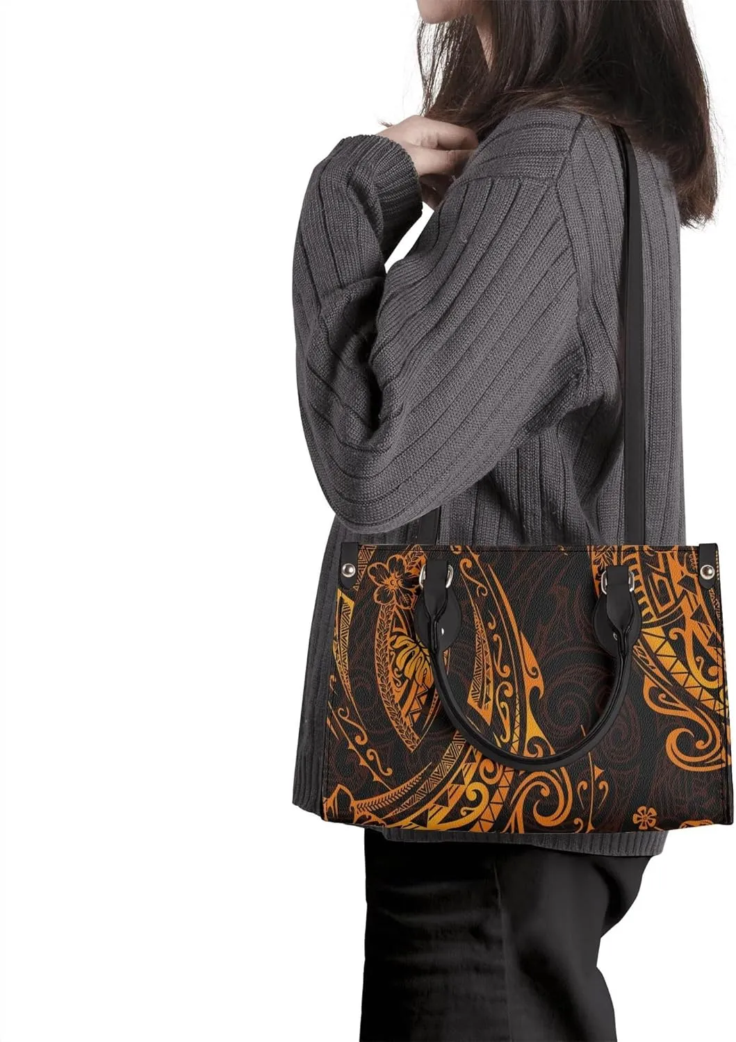 Polynesian Custom Handbag, A Two-Piece Set Of Women'S Single-Shoulder Bag And Wallet Samoan Tribal Pattern Design