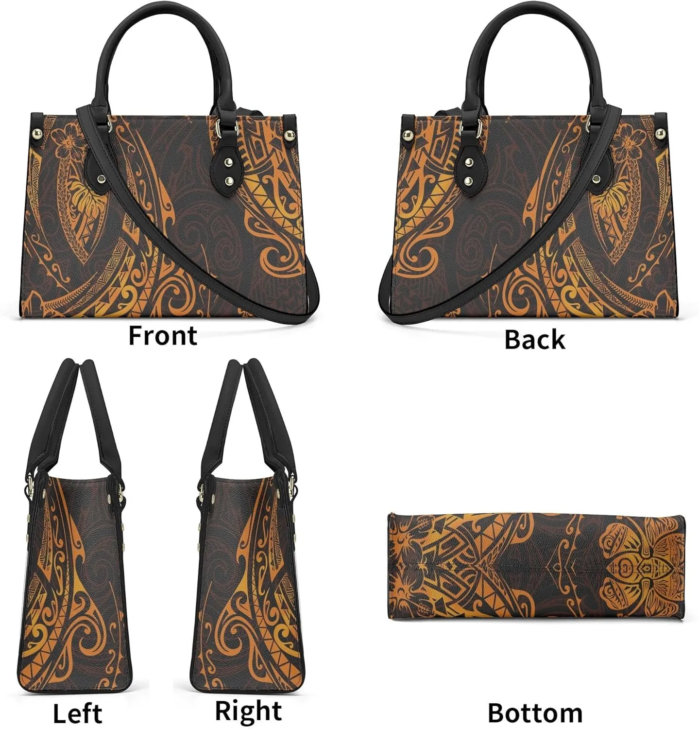 Polynesian Custom Handbag, A Two-Piece Set Of Women'S Single-Shoulder Bag And Wallet Samoan Tribal Pattern Design