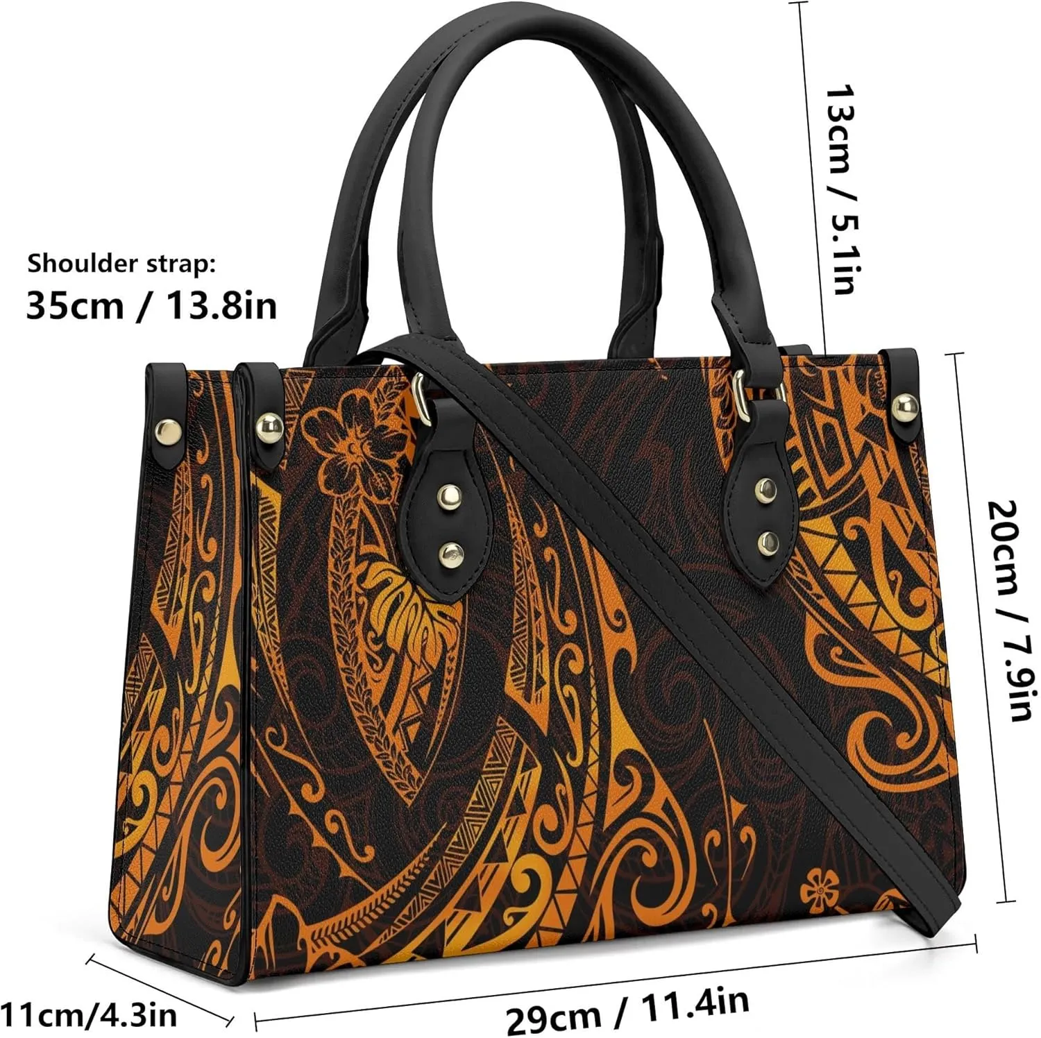 Polynesian Custom Handbag, A Two-Piece Set Of Women'S Single-Shoulder Bag And Wallet Samoan Tribal Pattern Design