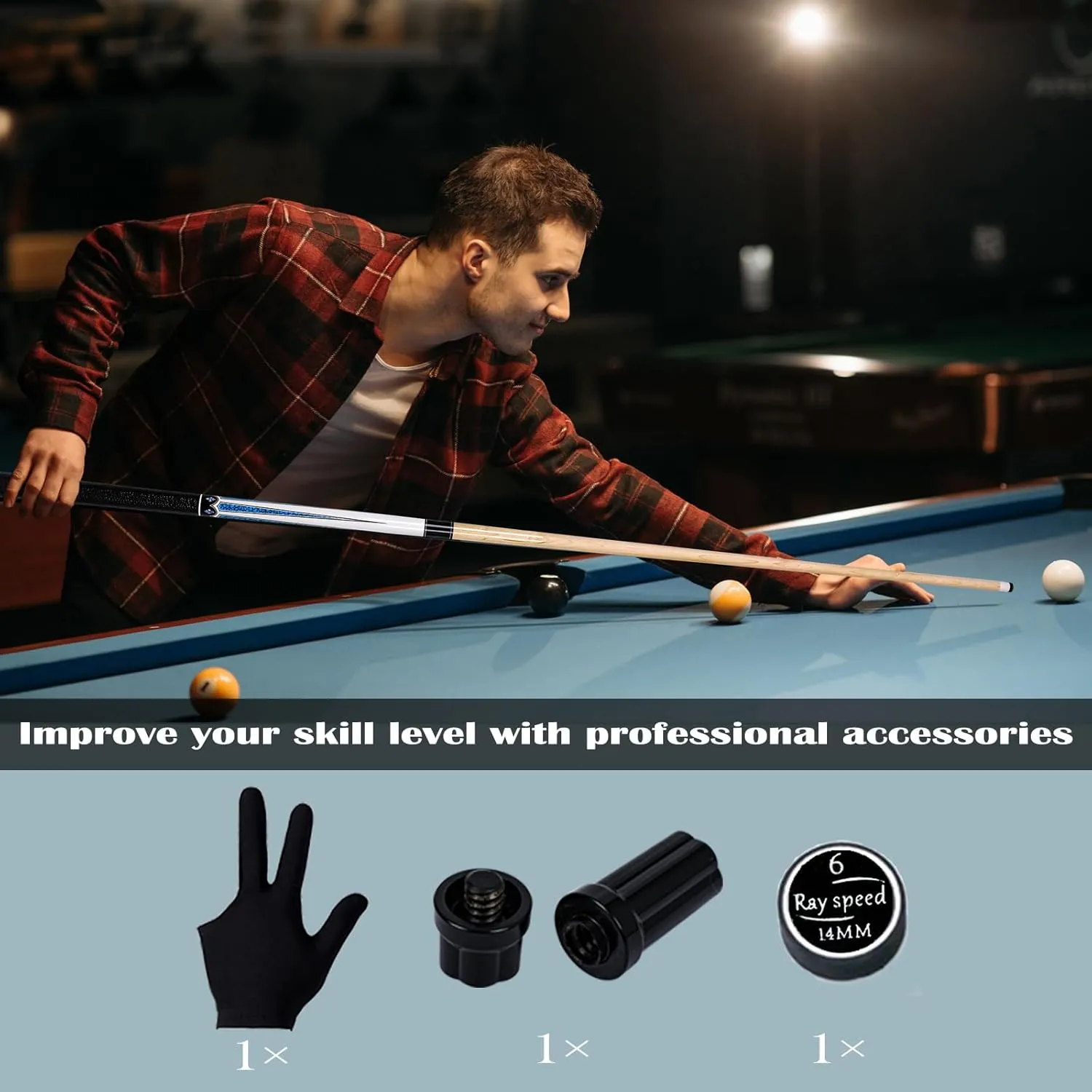 Pool Cue Stick Low Deflection Shaft Billiard Cue Stick with Hard Case 19-20 oz Professional Pool Stick