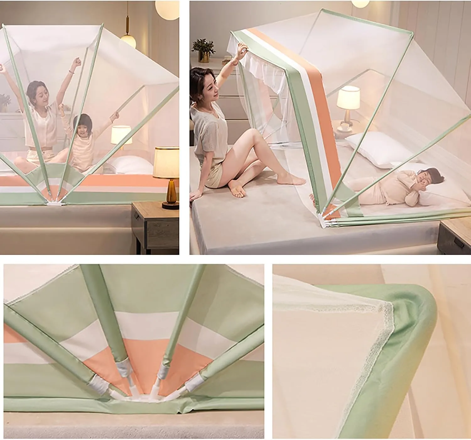 Pop-Up Mosquito Net Tent Wide Roof,Portable Folding Design with Bottom for Bedroom Yard Outdoor Camping Fishing Hiking Trip,E,135×190×120cm