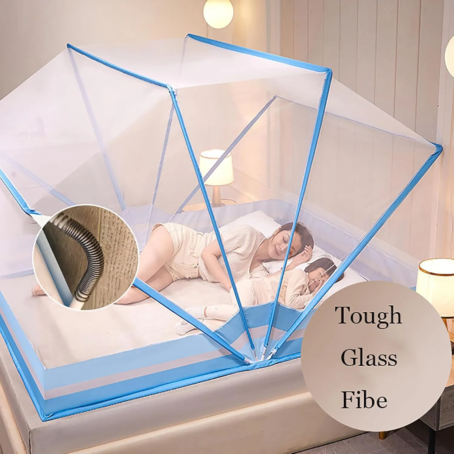 Pop-Up Mosquito Net Tent Wide Roof,Portable Folding Design with Bottom for Bedroom Yard Outdoor Camping Fishing Hiking Trip,E,135×190×120cm