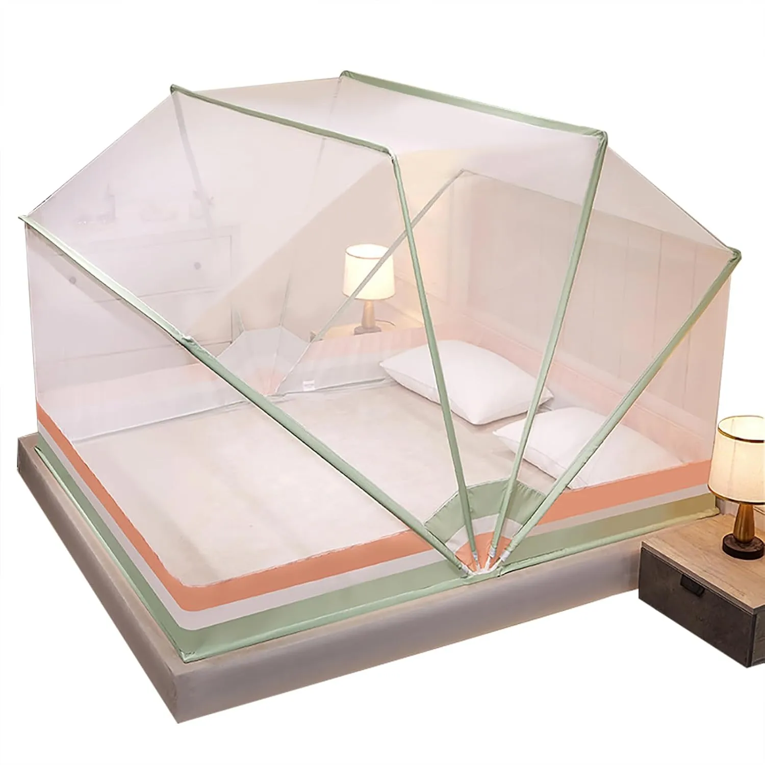 Pop-Up Mosquito Net Tent Wide Roof,Portable Folding Design with Bottom for Bedroom Yard Outdoor Camping Fishing Hiking Trip,E,135×190×120cm