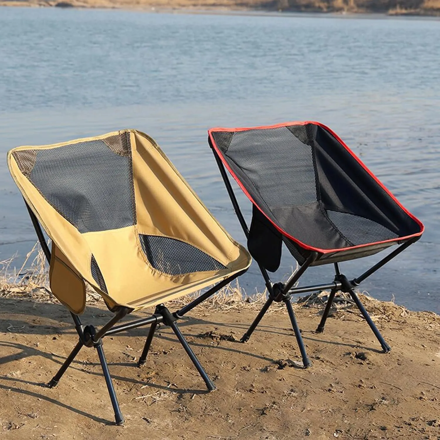 Portable Folding Chair for Camping, Backpacking Chair wiith Side Pocket, Ultralight & Compact, 100 kg Capacity, Foldable Camp Chair for Travel, Beach, Garden, Picnic,Black a