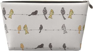 Portable Makeup Bag Zipper Pouch Travel Makeup Organizer Bag Toiletry Bag Water-resistant Aesthetic PVC Leather Cosmetic Bag for Women and Girls with Colorful Bird