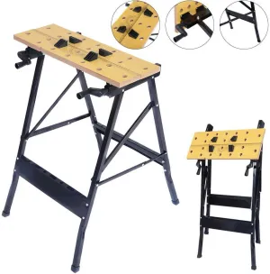 Portable Multipurpose Workbench Table Folding - Toolsempire Adjustable Work Table Sawhorse Vise Heavy Duty Stainless Steel Legs Lightweight Repair Tools for Workshop Light Work
