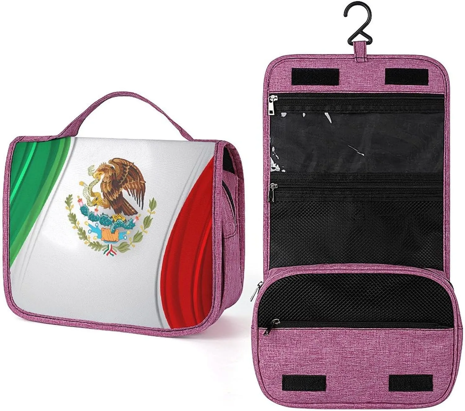 Portable Toiletry Bag, Womens Large Capacity Makeup Bag Mexican Mexico Flag Art Travel Storage Case Multifunctional Cosmetic Organizer