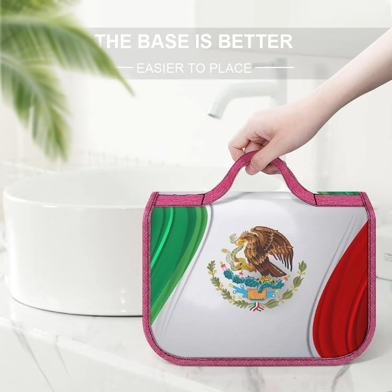 Portable Toiletry Bag, Womens Large Capacity Makeup Bag Mexican Mexico Flag Art Travel Storage Case Multifunctional Cosmetic Organizer