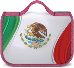 Portable Toiletry Bag, Womens Large Capacity Makeup Bag Mexican Mexico Flag Art Travel Storage Case Multifunctional Cosmetic Organizer