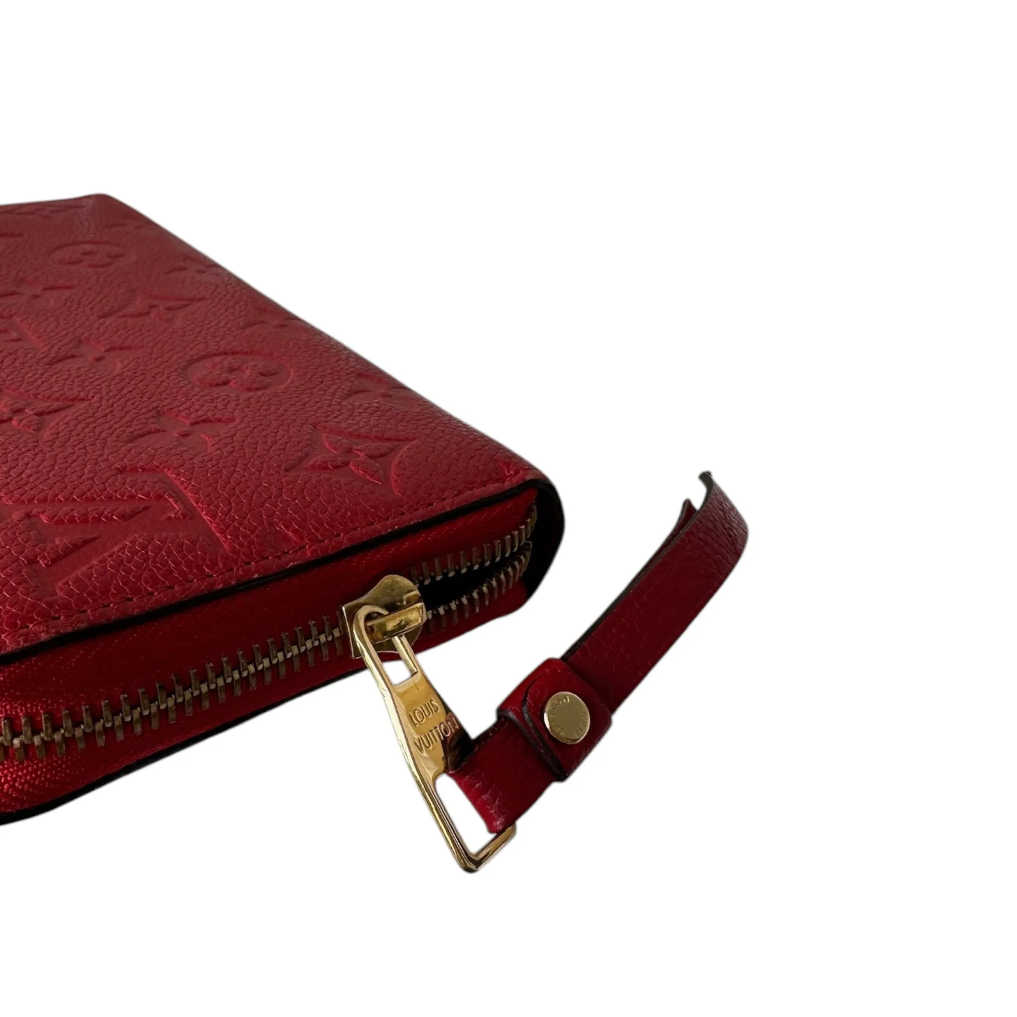 PRE-OWNED LV Red Monogram Empreinte Zippy Long Wallet