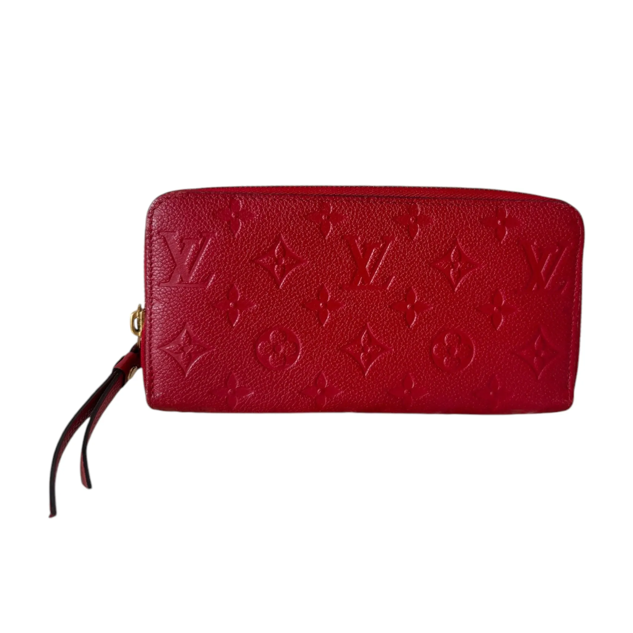 PRE-OWNED LV Red Monogram Empreinte Zippy Long Wallet
