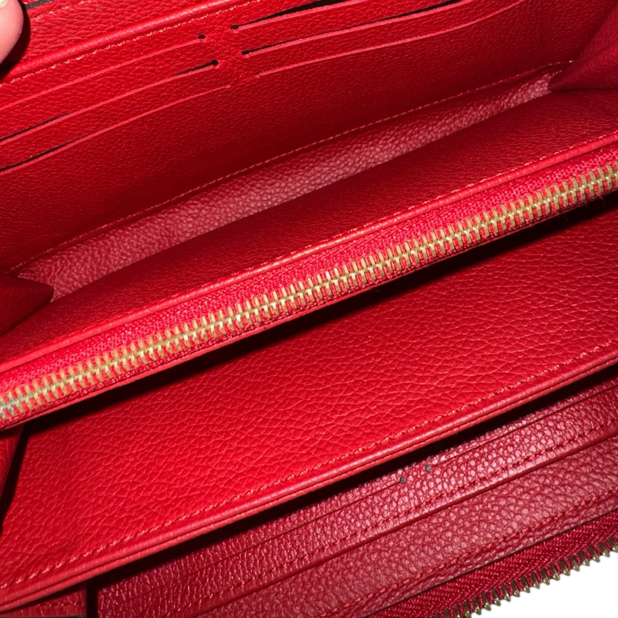 PRE-OWNED LV Red Monogram Empreinte Zippy Long Wallet