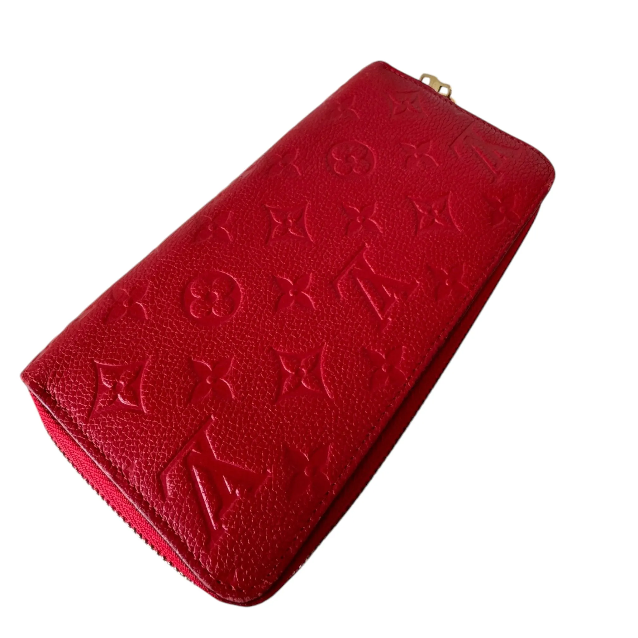 PRE-OWNED LV Red Monogram Empreinte Zippy Long Wallet