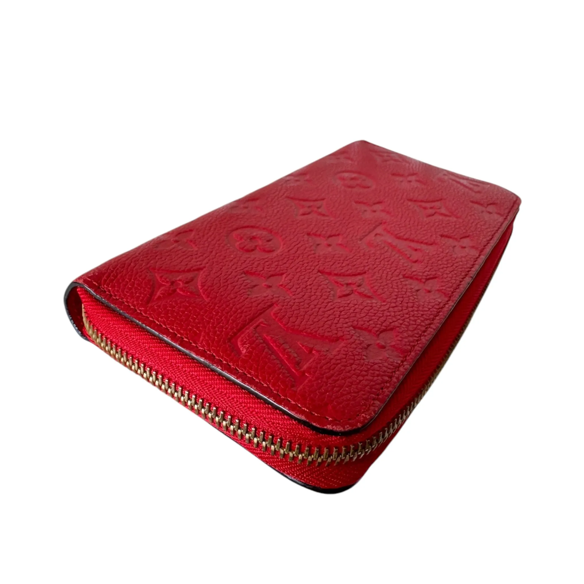 PRE-OWNED LV Red Monogram Empreinte Zippy Long Wallet