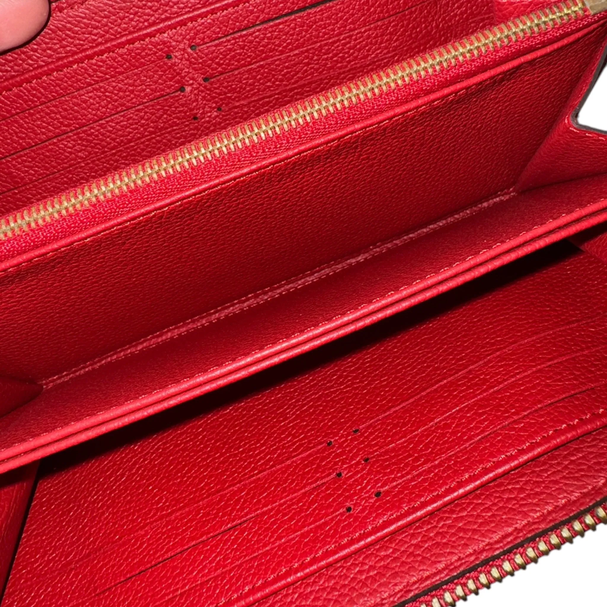 PRE-OWNED LV Red Monogram Empreinte Zippy Long Wallet