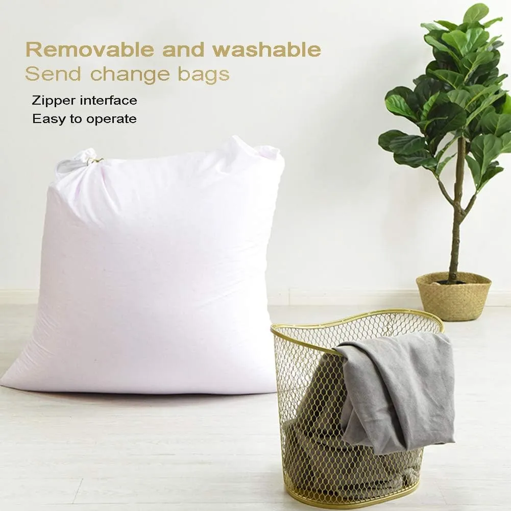 Premium Linen Cover Bean Bag Cover, Bean Bag Chairs Sofa Cover Solid Color Simple Design Seat Recliner Outdoor and Indoor Lazy Lounger, with No Filling,Khaki,L