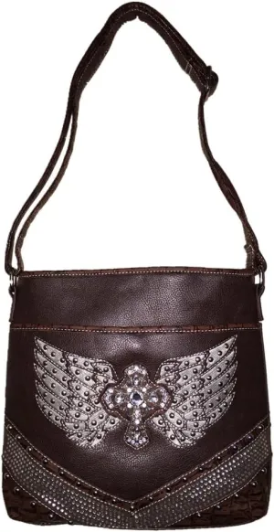 Premium Western Women's Angel Wings Cross Handbag Messenger Bag Wallet and Set