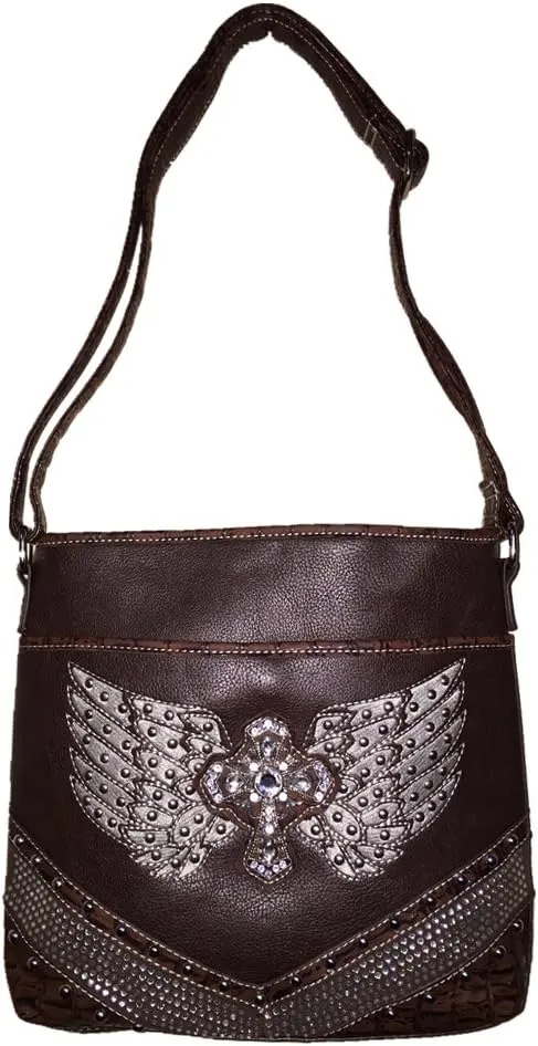 Premium Western Women's Angel Wings Cross Handbag Messenger Bag Wallet and Set