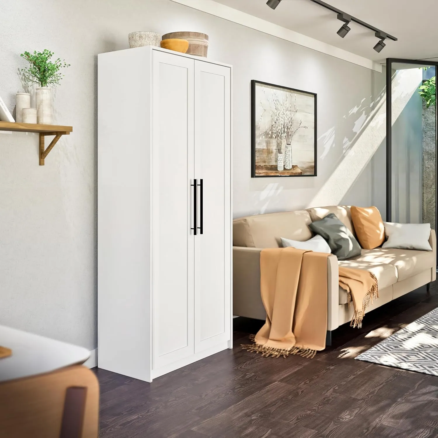 Prepac Elite Premium Home Storage Cabinet with Doors and Shelves, White Storage Cabinet, Bathroom Cabinet, Pantry Cabinet with 5 Shelves 16" D x 32" W x 72" H