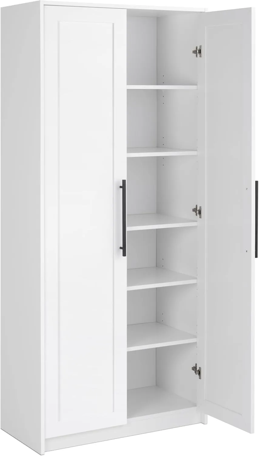Prepac Elite Premium Home Storage Cabinet with Doors and Shelves, White Storage Cabinet, Bathroom Cabinet, Pantry Cabinet with 5 Shelves 16" D x 32" W x 72" H