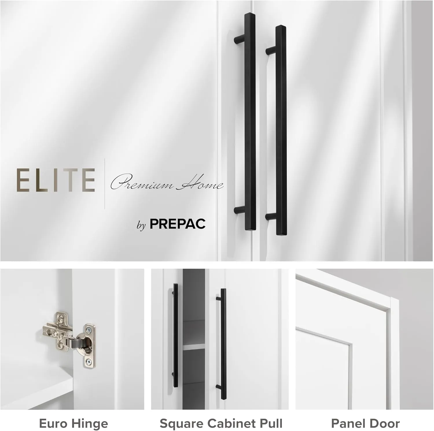 Prepac Elite Premium Home Storage Cabinet with Doors and Shelves, White Storage Cabinet, Bathroom Cabinet, Pantry Cabinet with 5 Shelves 16" D x 32" W x 72" H