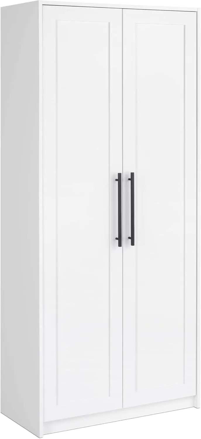 Prepac Elite Premium Home Storage Cabinet with Doors and Shelves, White Storage Cabinet, Bathroom Cabinet, Pantry Cabinet with 5 Shelves 16" D x 32" W x 72" H