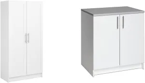 Prepac Elite Tall 65" Storage Cabinet, Base 32" Cabinet, Bathroom/Kitchen Organizers, White Finish