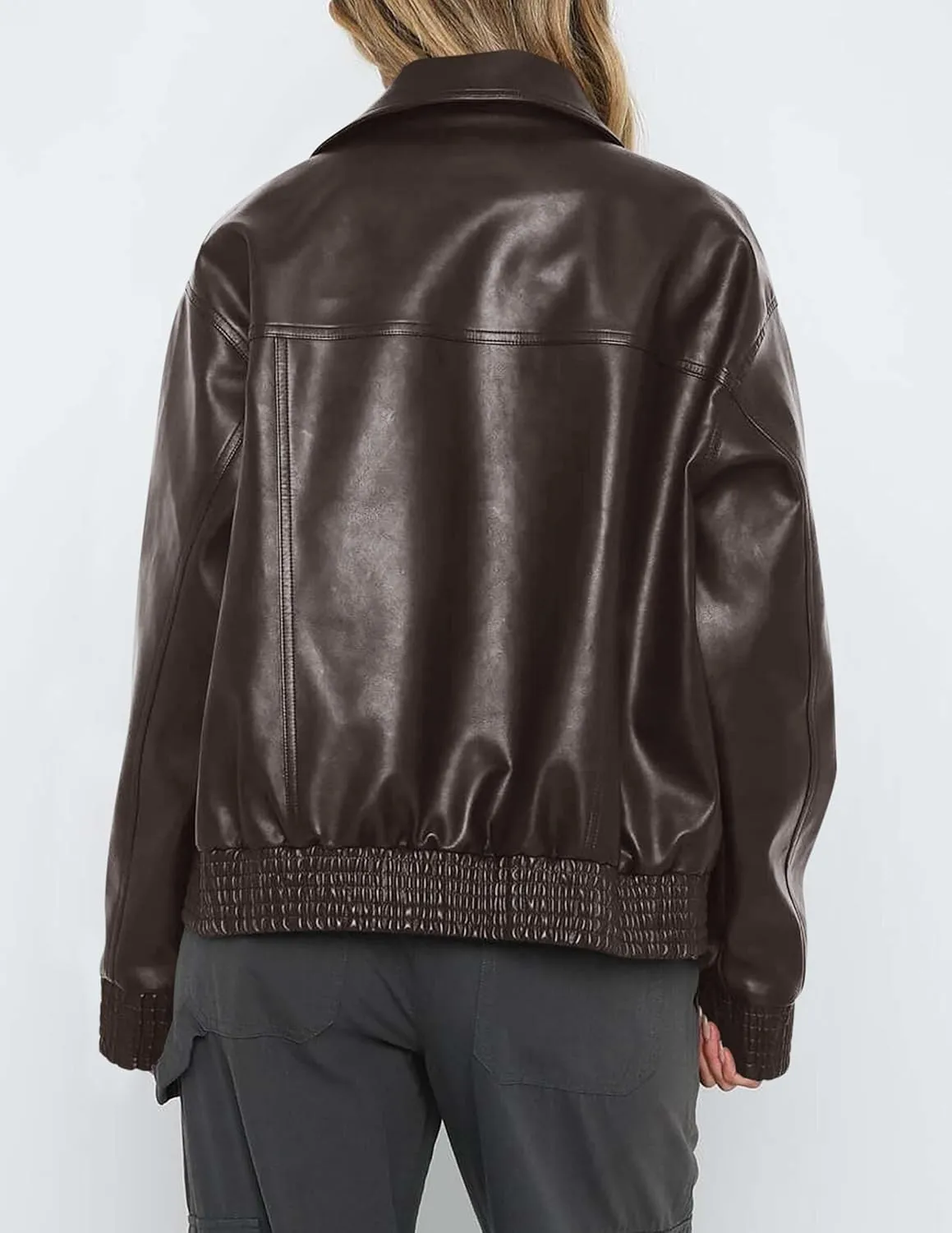 PRETTYGARDEN Women's Faux Leather Jackets 2025 Spring Bomber Jacket Zip Up Motorcycle Coats Long Sleeve Winter Clothes