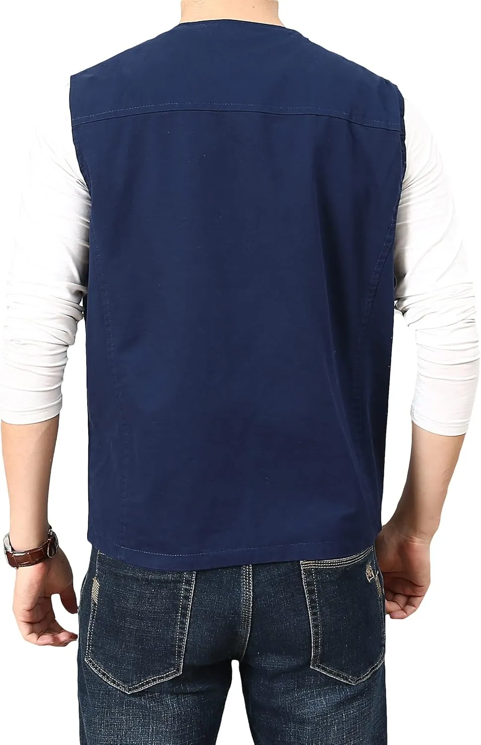 PRIJOUHE Men's Casual Outdoor Cotton Vest Lightweight Breathable Multi-Pocket Fishing Safari Travel Vests Outwear
