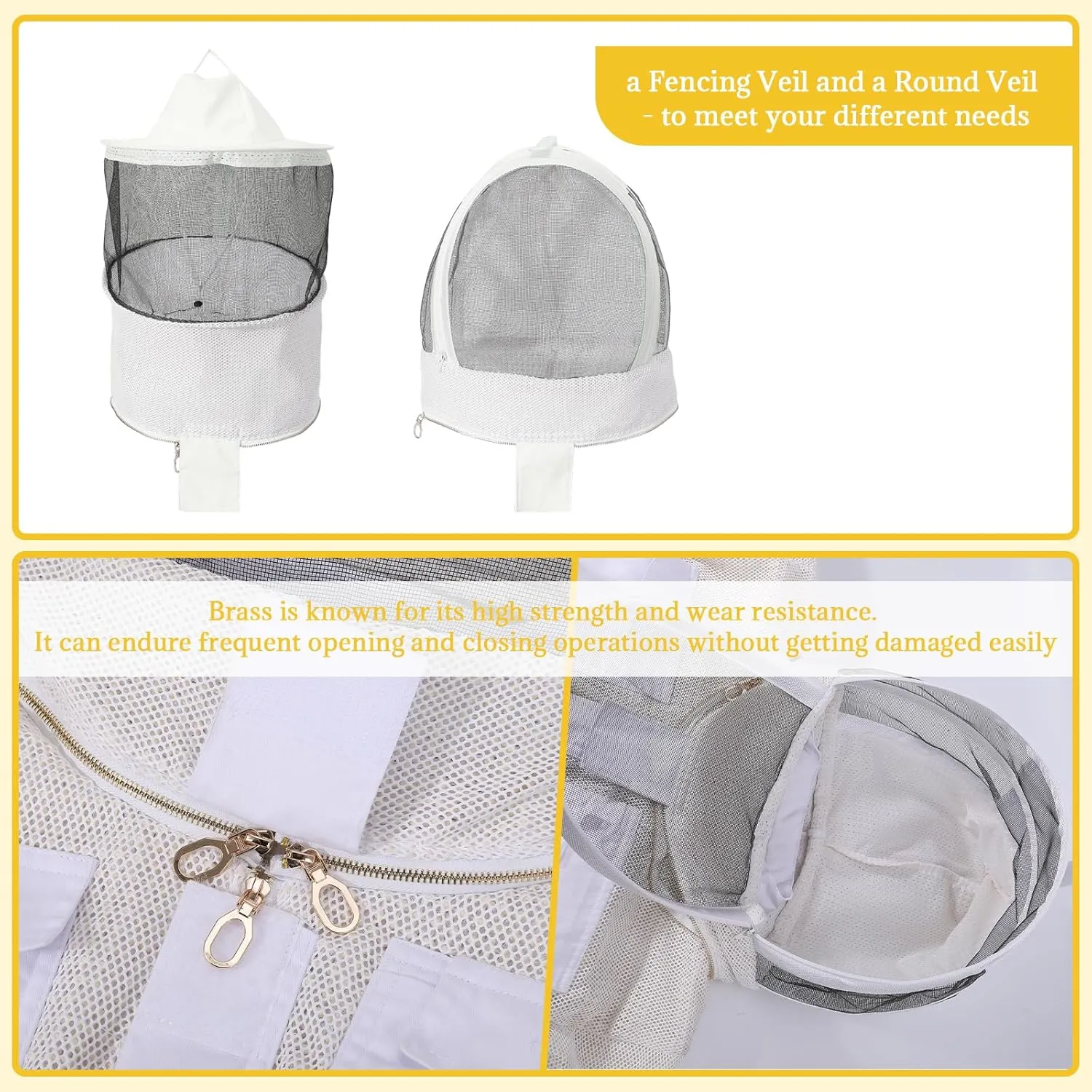 Professional 3-Layer Beekeeping Suit&wasp suit Beekeeper Costume with 3-Layer Ultra Ventilated Gloves & 2 Veils - Perfect for Men & Women& bees protective gear (L)