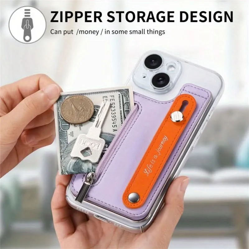 PU Leather Phone Card Holder with Wrist Strap