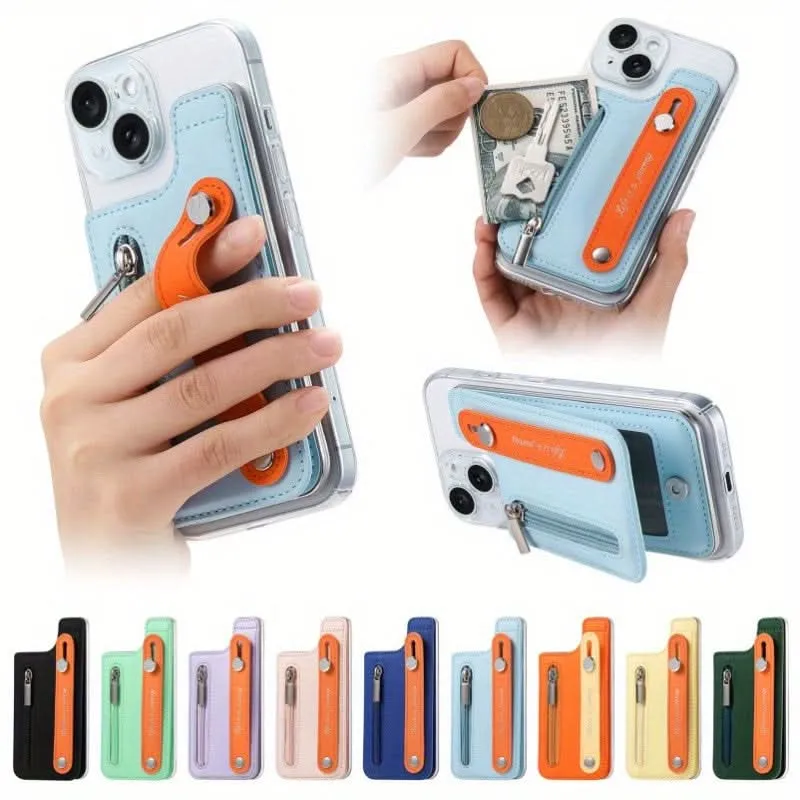 PU Leather Phone Card Holder with Wrist Strap