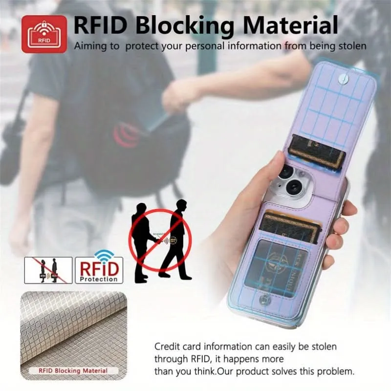 PU Leather Phone Card Holder with Wrist Strap