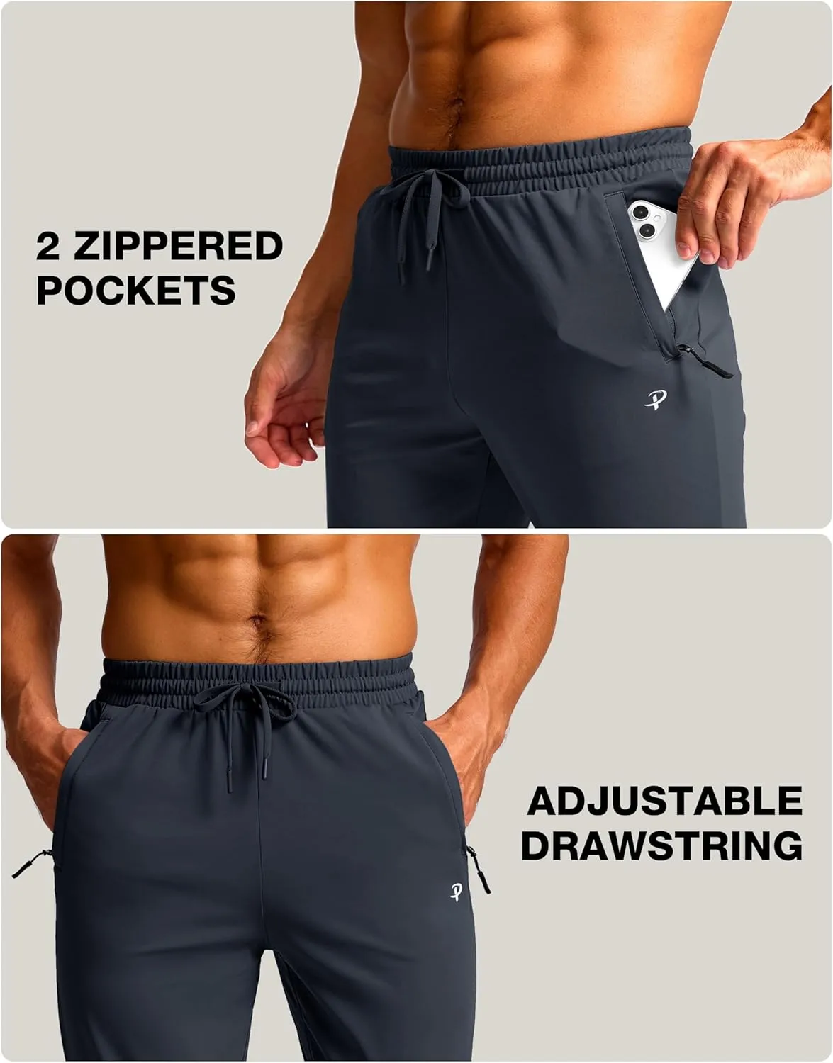 Pudolla 32"/34"/36" Inseam Men's Tall Sweatpants with Zipper Pockets Lightweight Joggers for Athletic Workout Casual