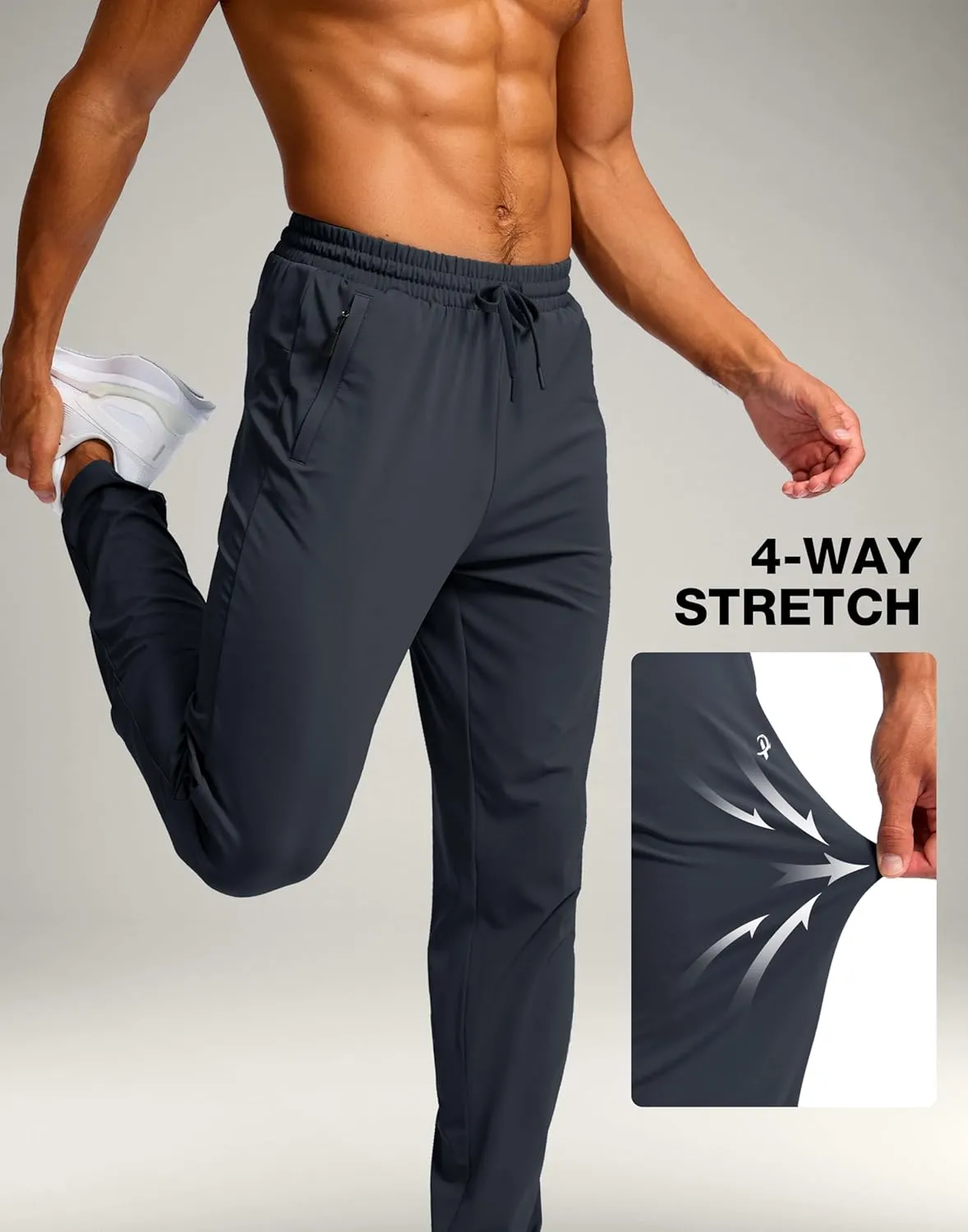 Pudolla 32"/34"/36" Inseam Men's Tall Sweatpants with Zipper Pockets Lightweight Joggers for Athletic Workout Casual
